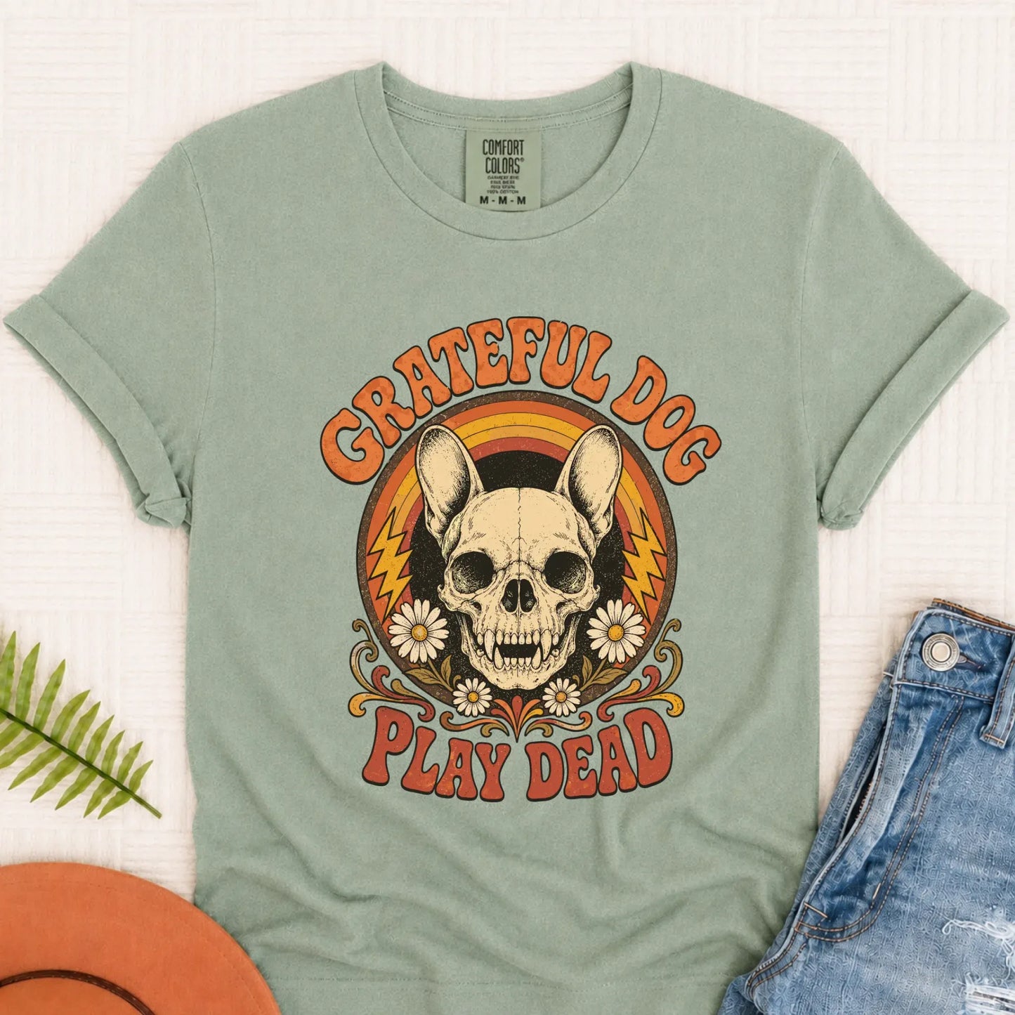 Frenchie Grateful Dog Concert Unisex Tshirt Bay