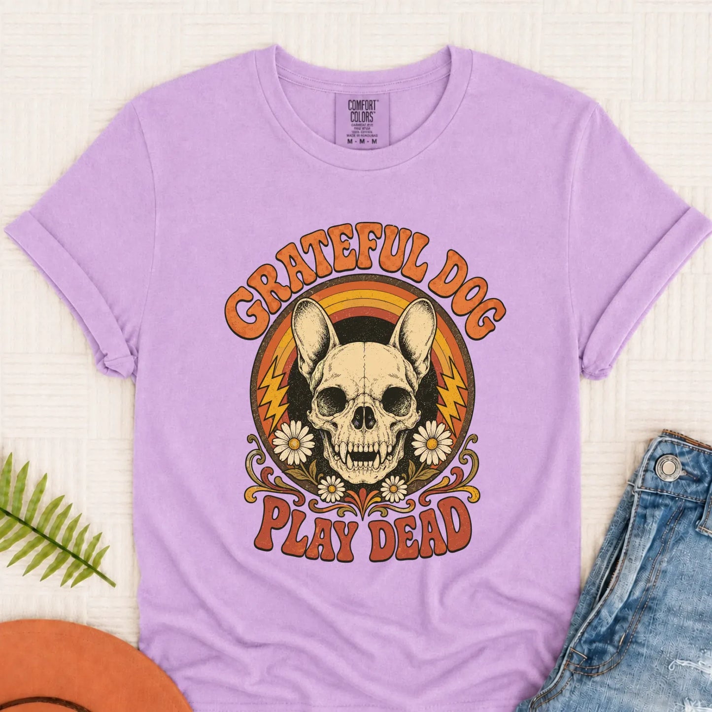 Frenchie Grateful Dog Concert Unisex Tshirt Orchid