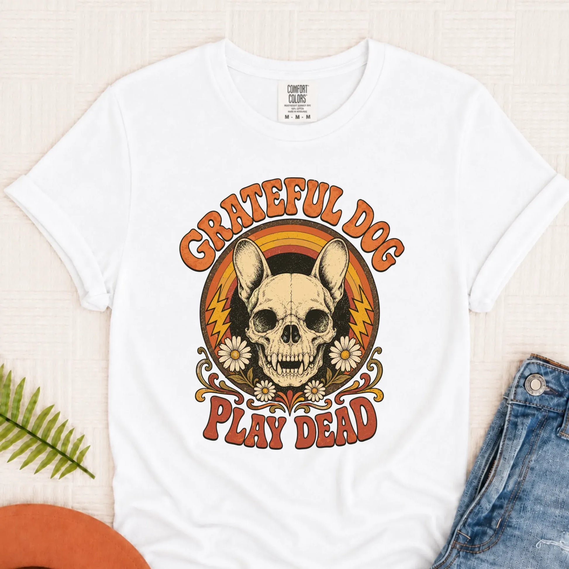 Frenchie Grateful Dog Concert Unisex Tshirt White