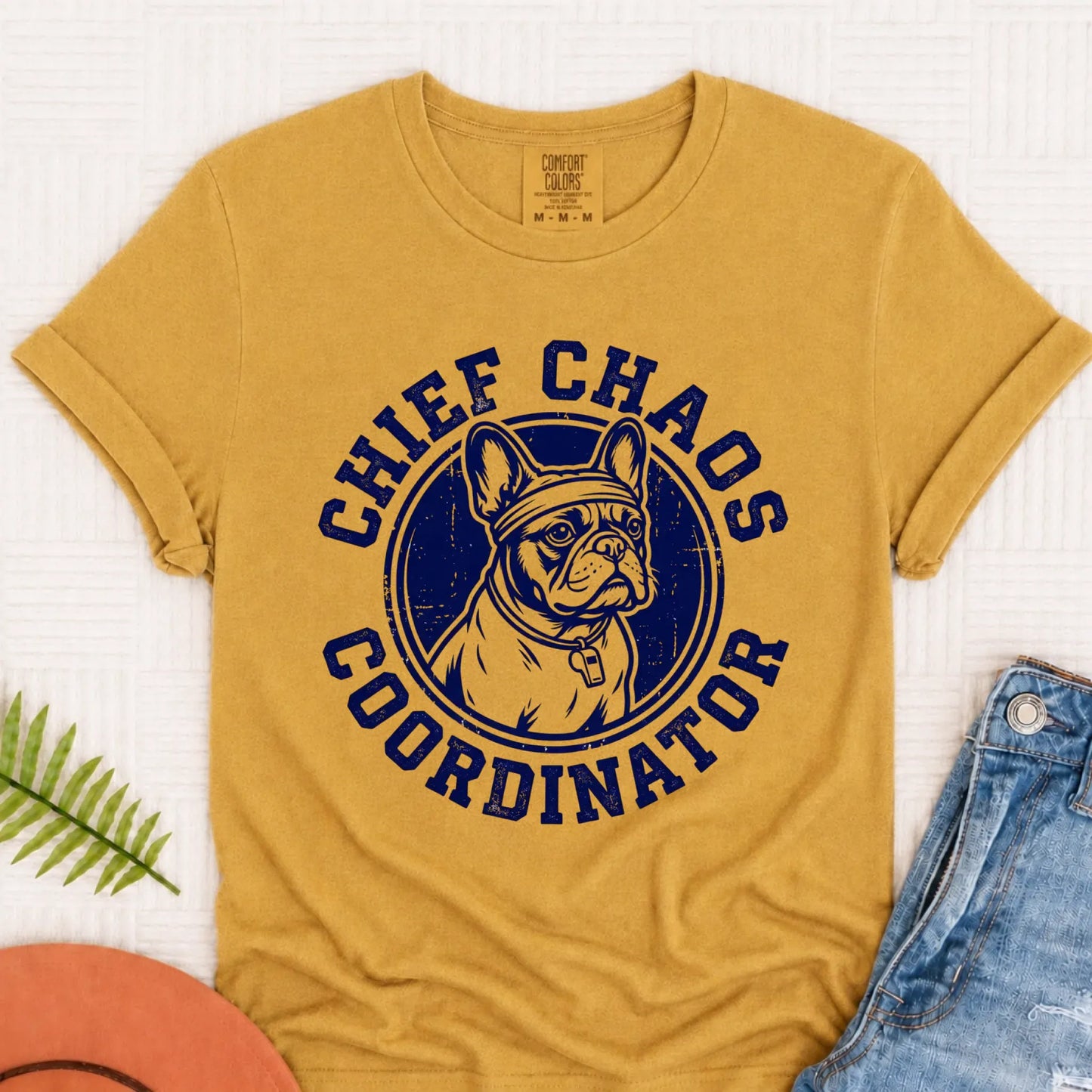 Frenchie Gym Coach Sports Coach Unisex TShirt Mustard