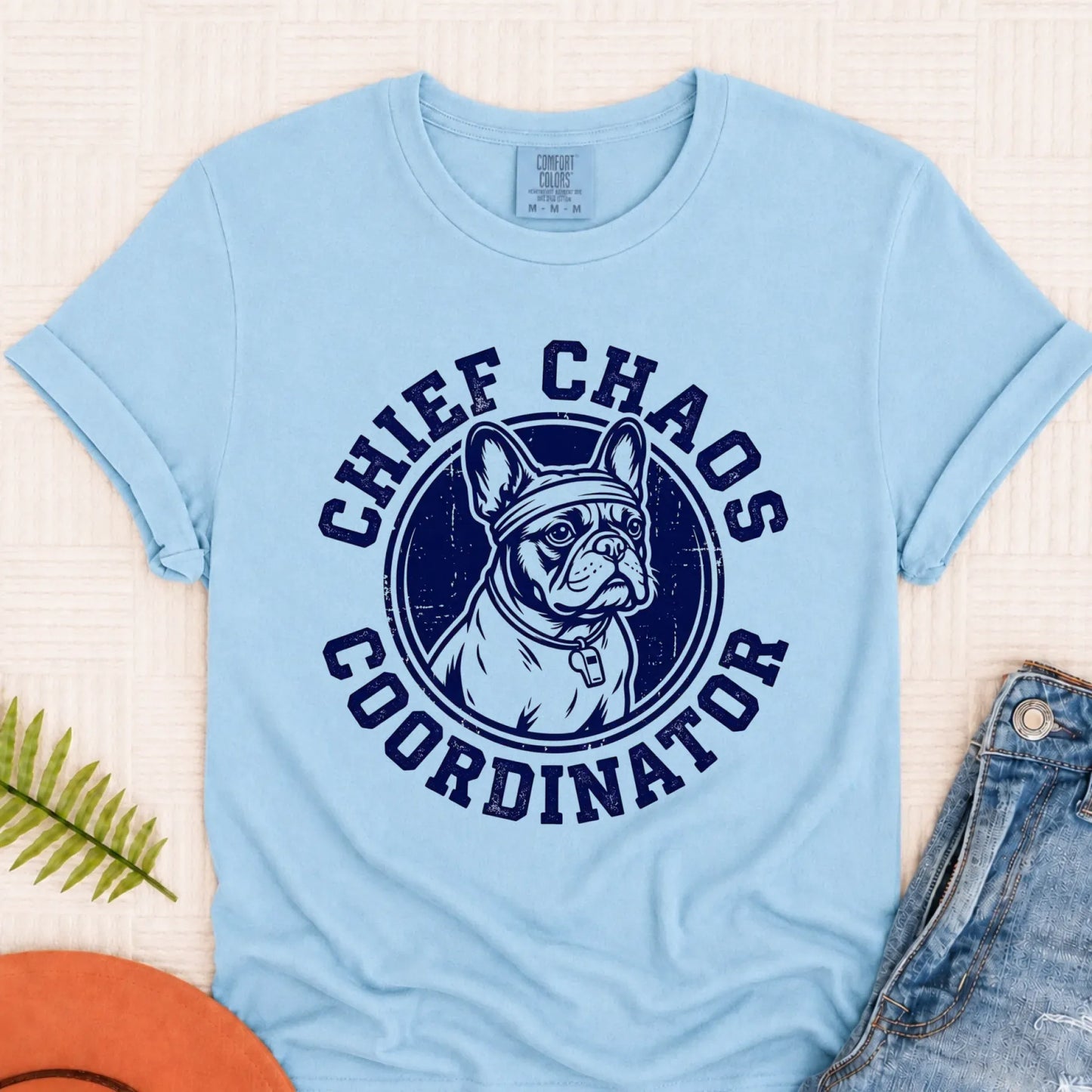 Frenchie Gym Coach Sports Coach Unisex TShirt Chambray