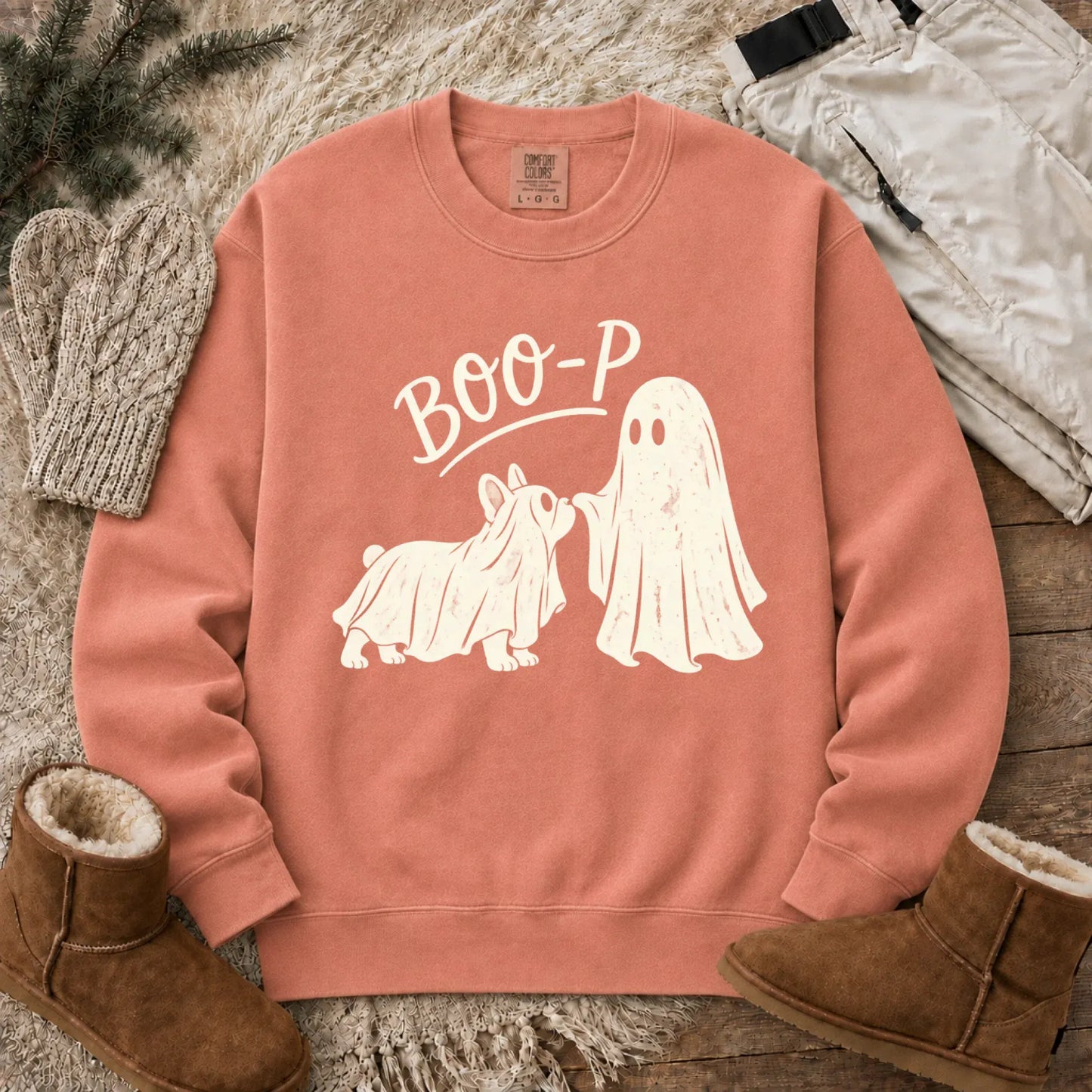 Sweatshirt Terracotta / S Frenchie Halloween Boop Ghost Dog Unisex Sweatshirt