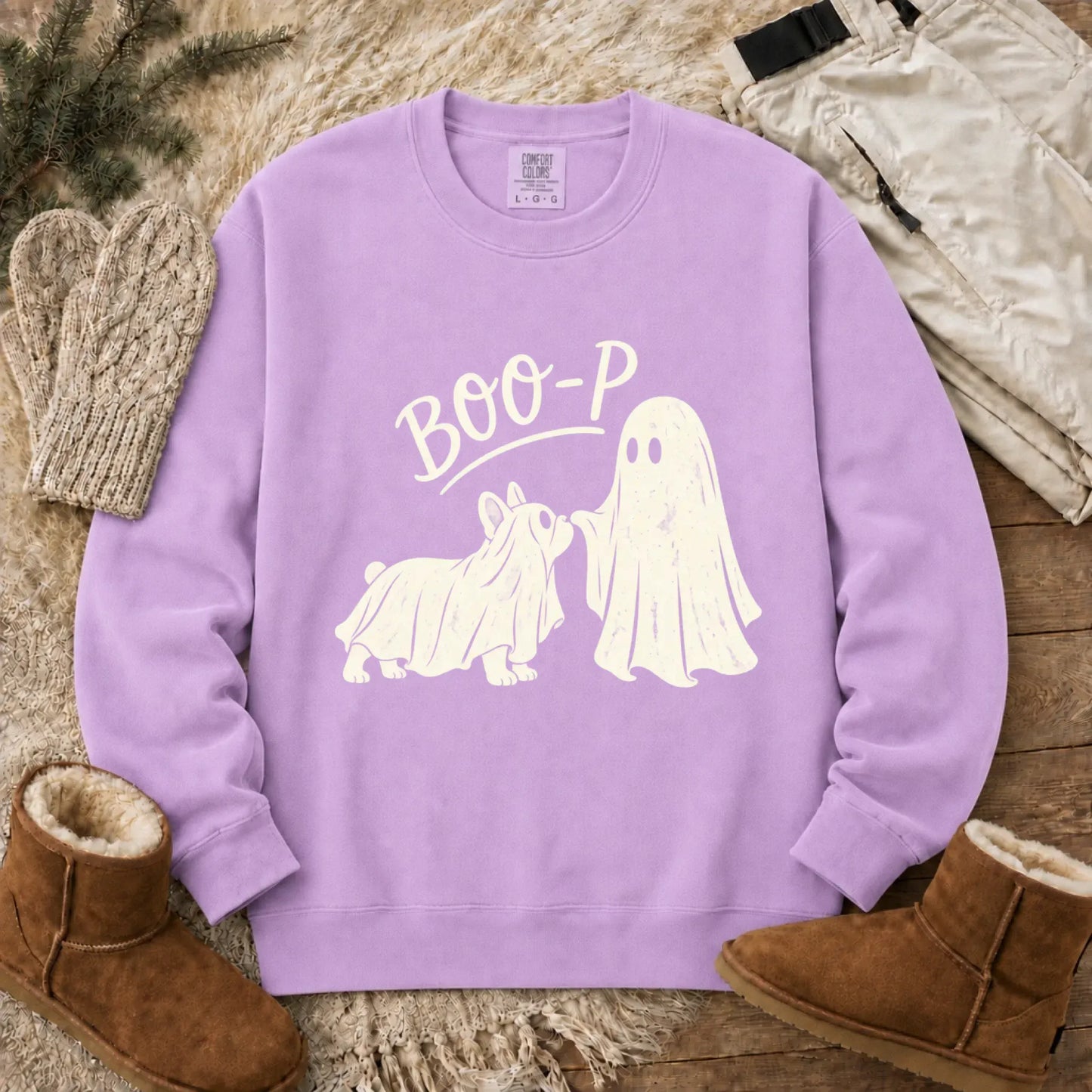 Sweatshirt Orchid / S Frenchie Halloween Boop Ghost Dog Unisex Sweatshirt