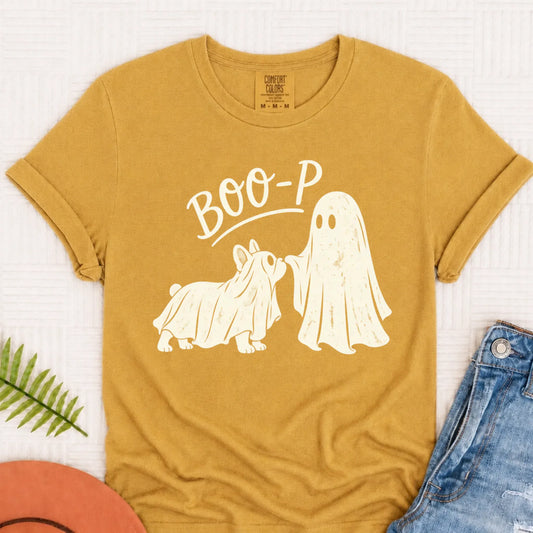 T-Shirt Mustard / S Frenchie Halloween Boop Ghost Dog Unisex Tshirt