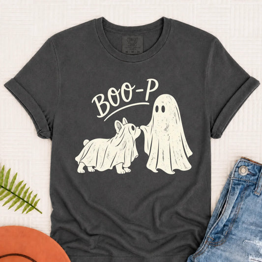 T-Shirt Pepper / S Frenchie Halloween Boop Ghost Dog Unisex Tshirt