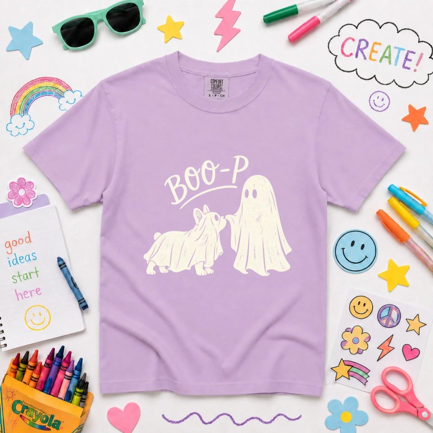 Youth Tshirt Orchid / XS Frenchie Halloween Boop Ghost Dog Unisex YOUTH Tshirt