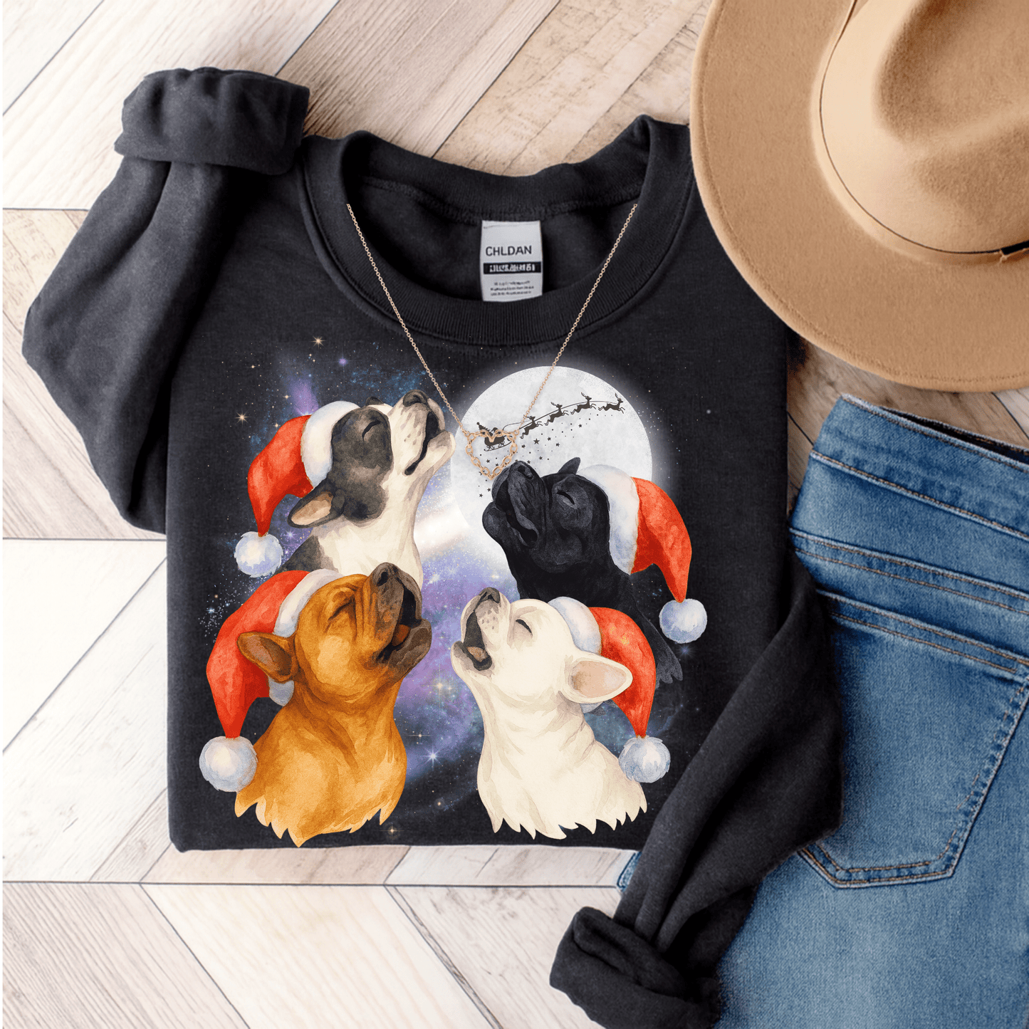 Frenchie Howliday Sweatshirt Black