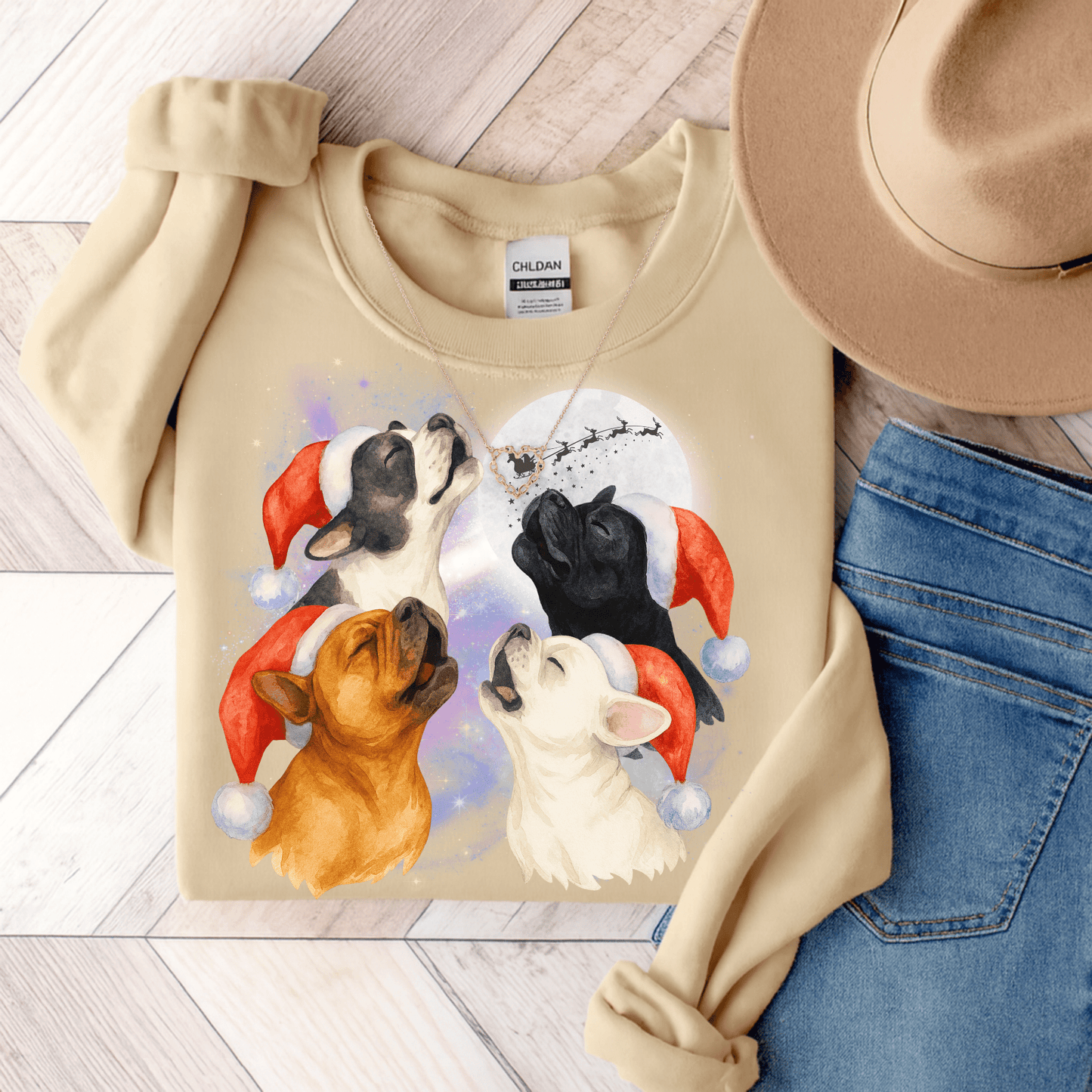 Frenchie Howliday Sweatshirt Sand