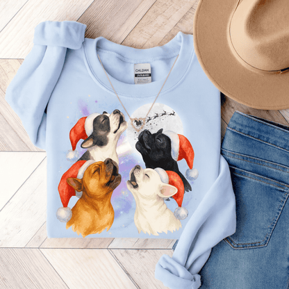 Frenchie Howliday Sweatshirt Light Blue