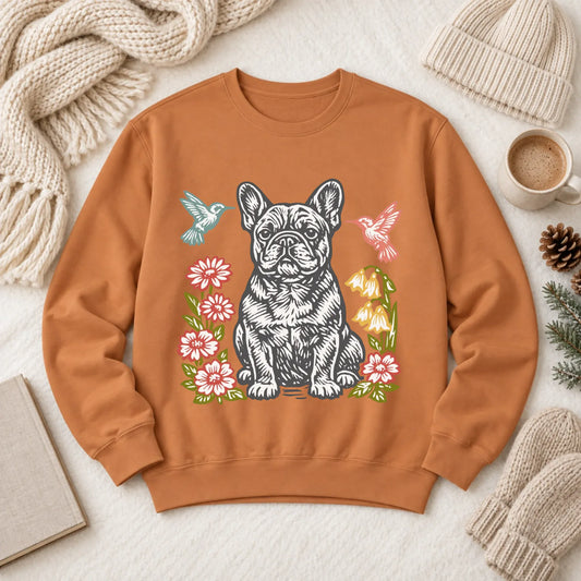 Frenchie Hummingbirds Garden Unisex Sweatshirt Yam