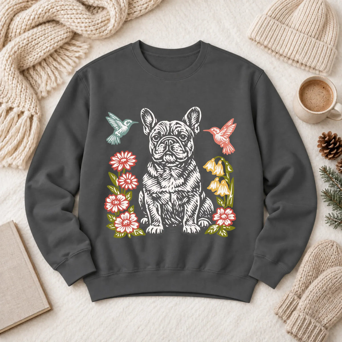 Frenchie Hummingbirds Garden Unisex Sweatshirt Pepper