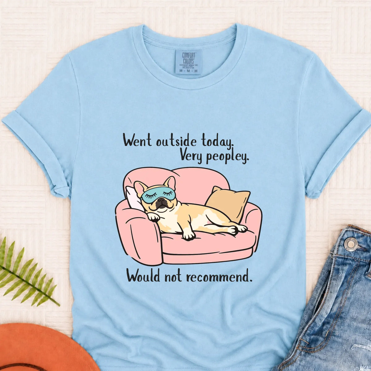 Frenchie Introvert Too Peopley Unisex TShirt Chambray