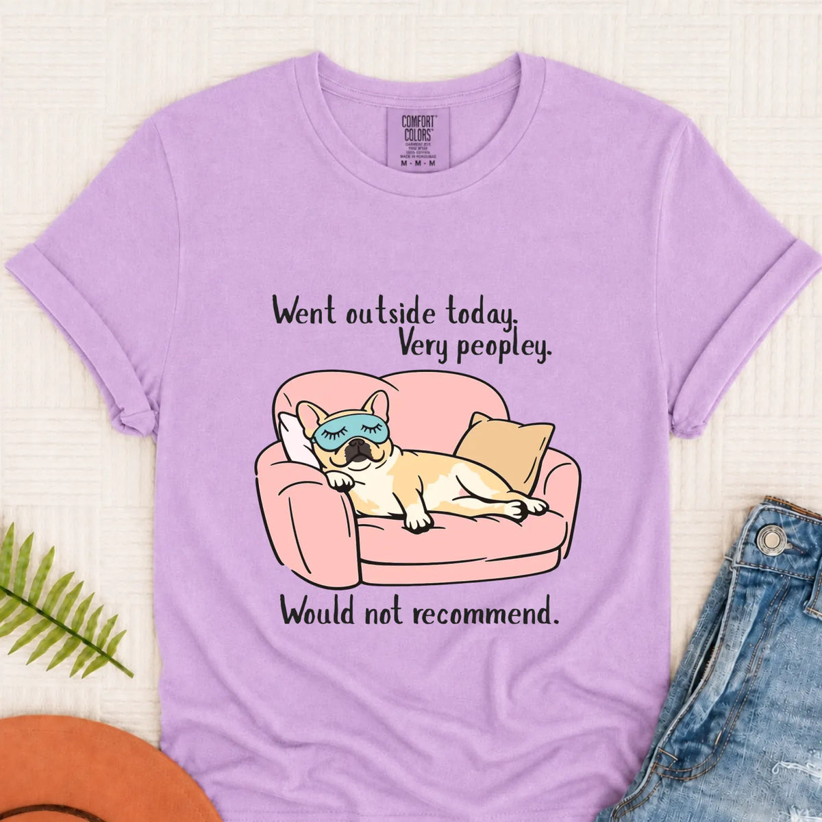 Frenchie Introvert Too Peopley Unisex TShirt Orchid