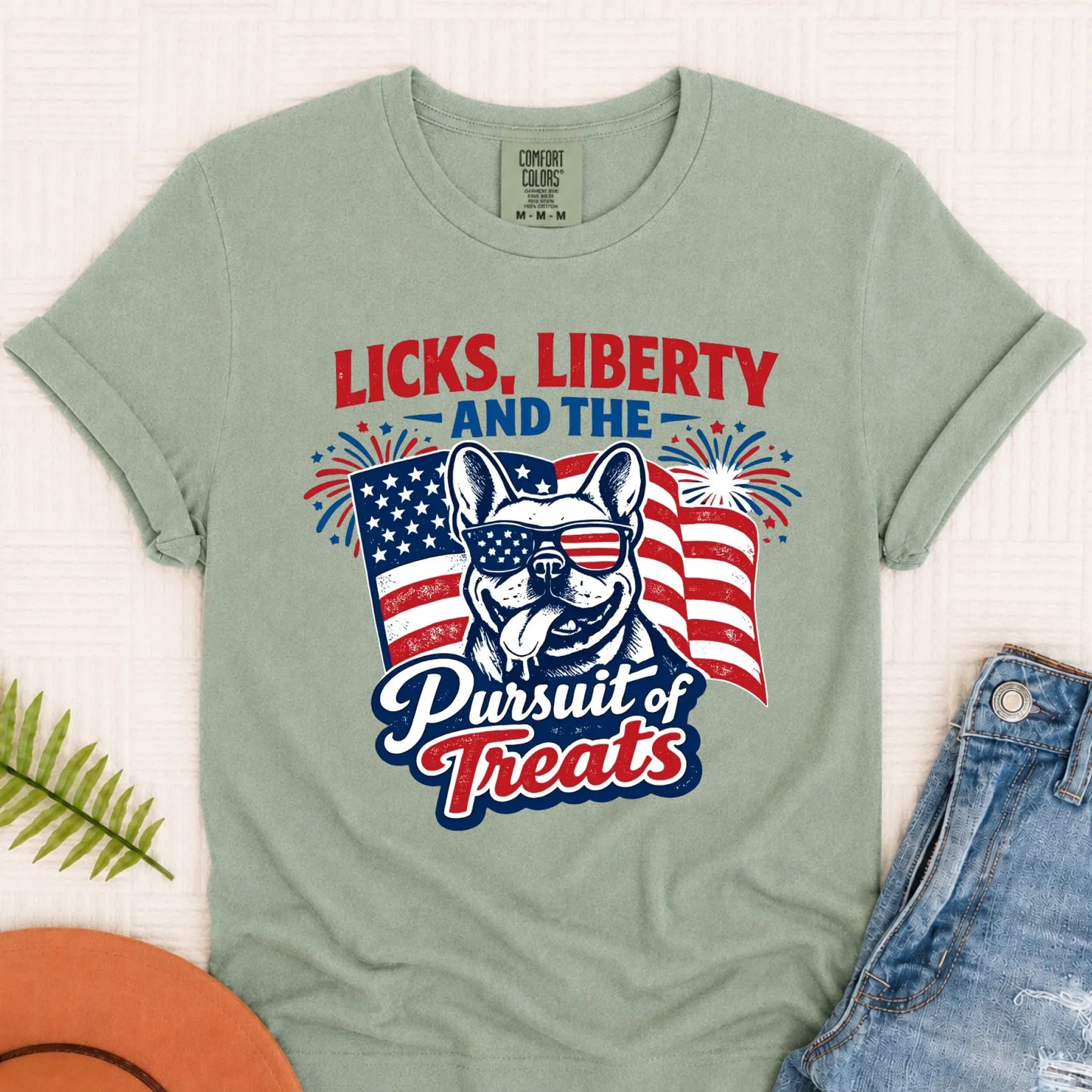 Frenchie Licks and Liberty USA Unisex TShirt Bay