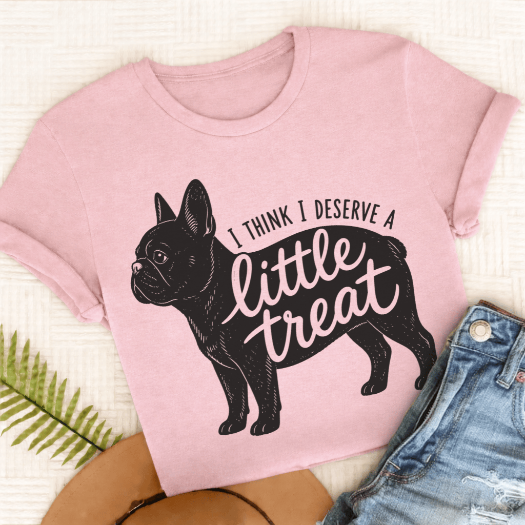 Frenchie Little Treat Unisex TShirt Comfort Colors Blossom