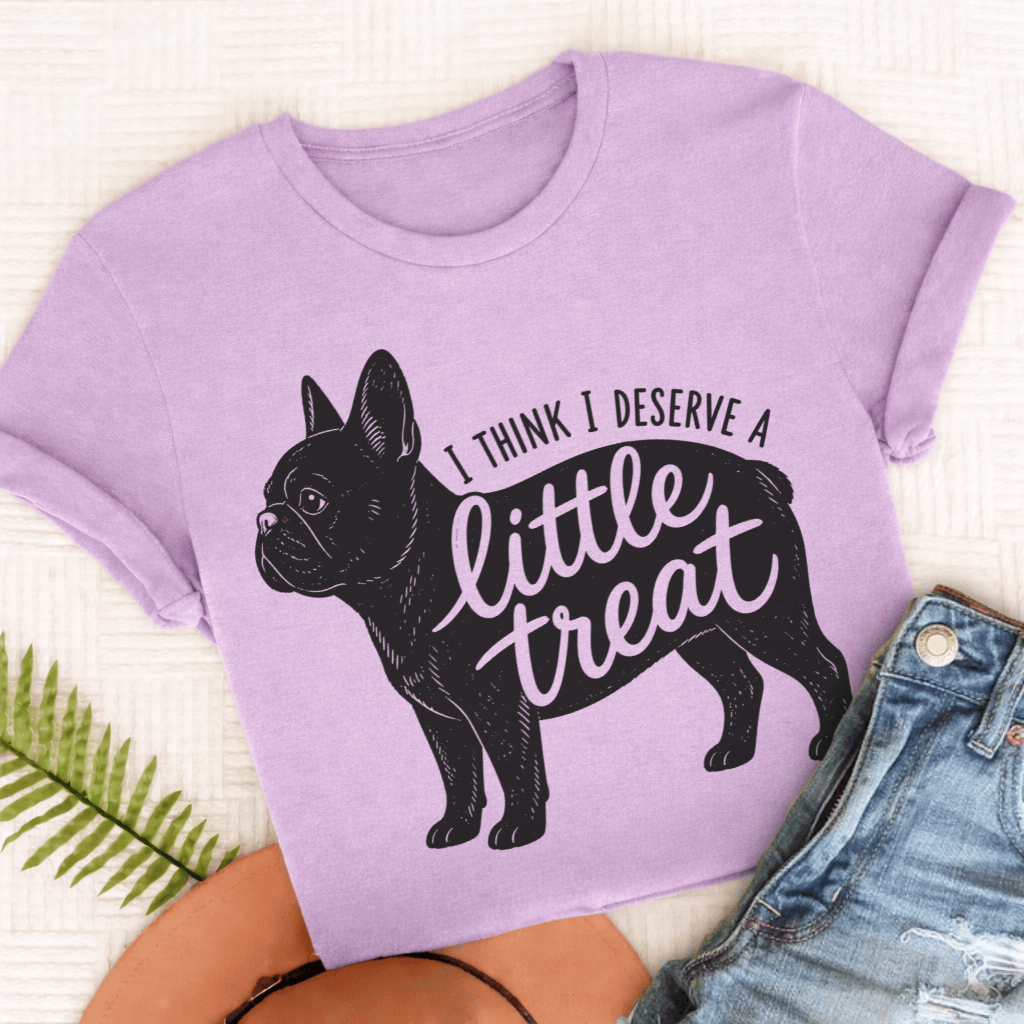 Frenchie Little Treat Unisex TShirt Comfort Colors Orchid