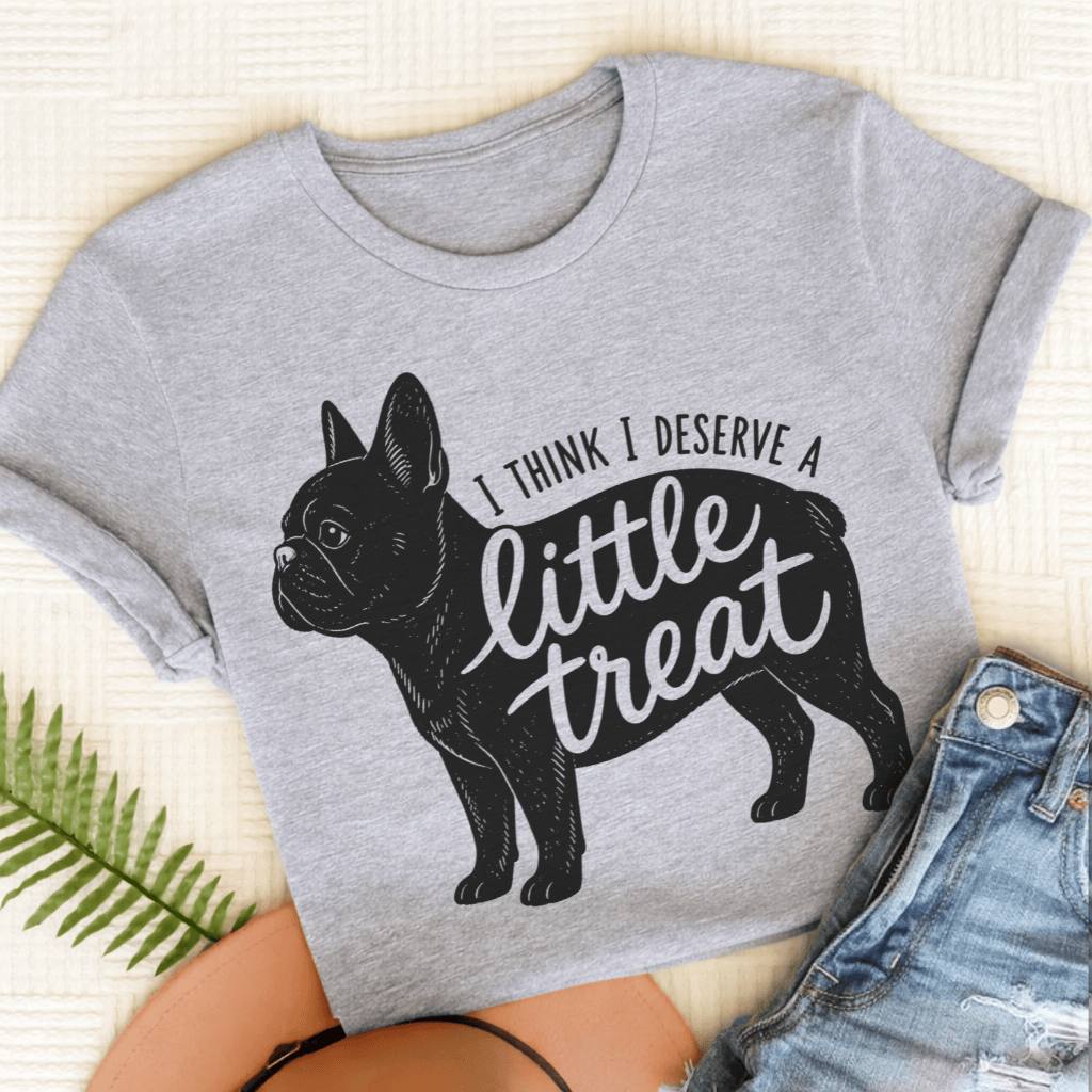 Frenchie Little Treat Unisex TShirt Sport Grey