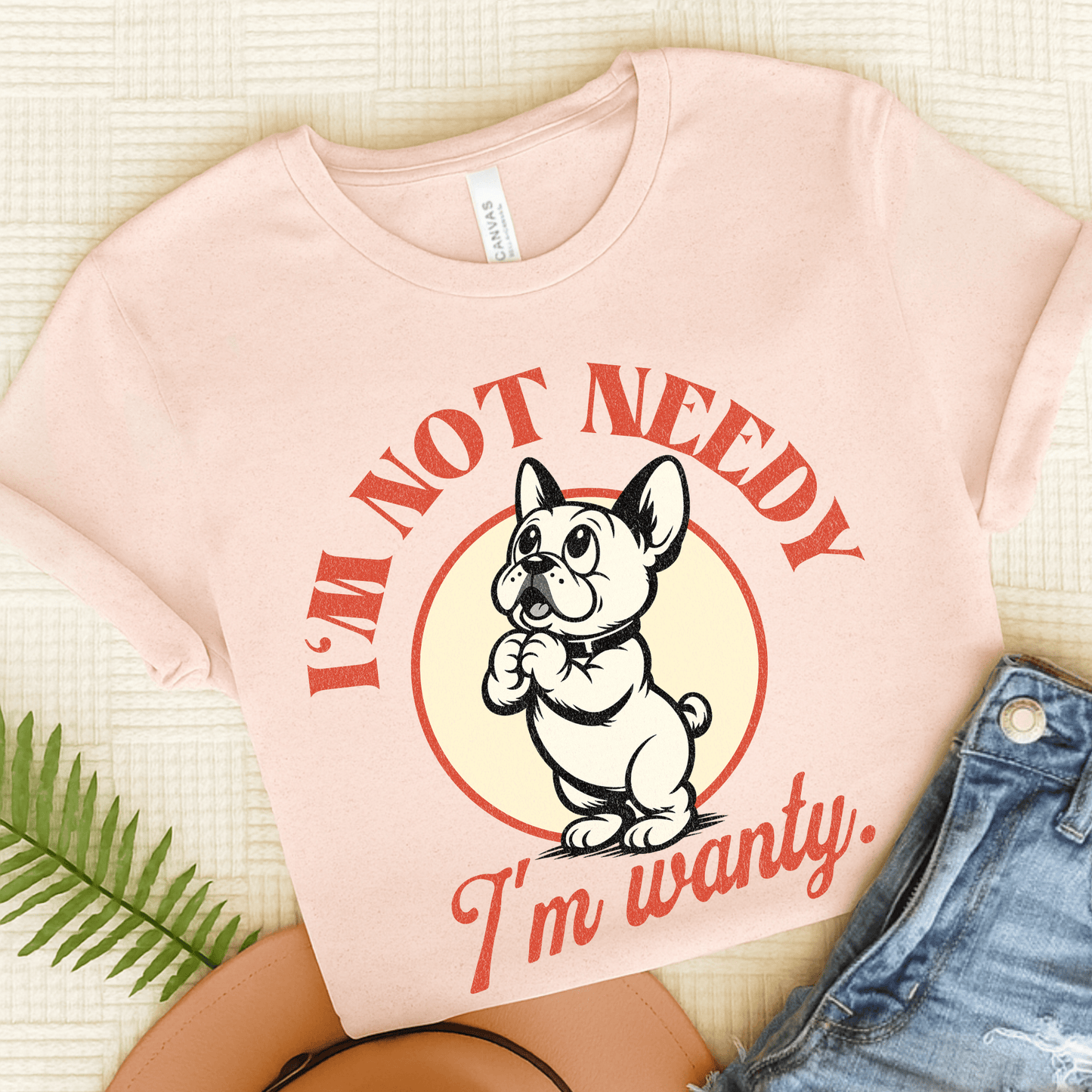 Frenchie Needy Not Wanty Cartoon Unisex TShirt Soft Pink