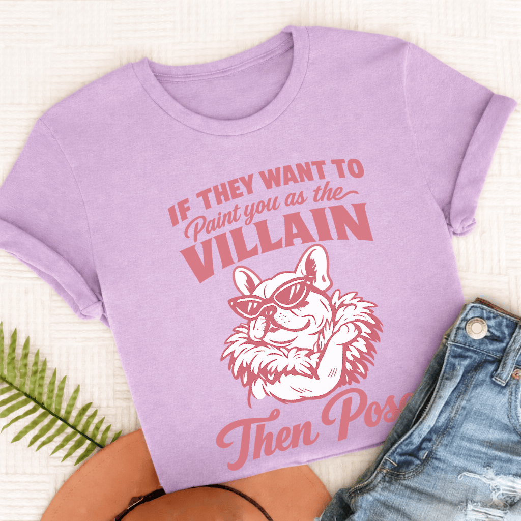 Frenchie Paint the Villain Unisex TShirt Comfort Colors Orchid