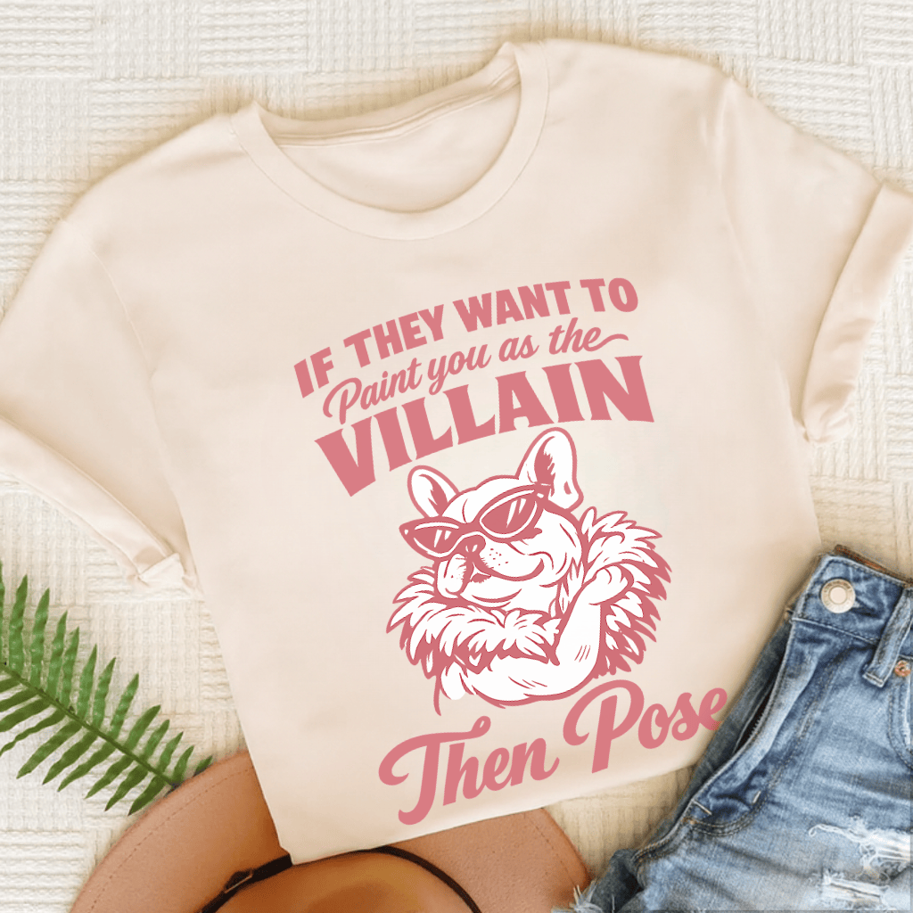 Frenchie Paint the Villain Unisex TShirt Natural