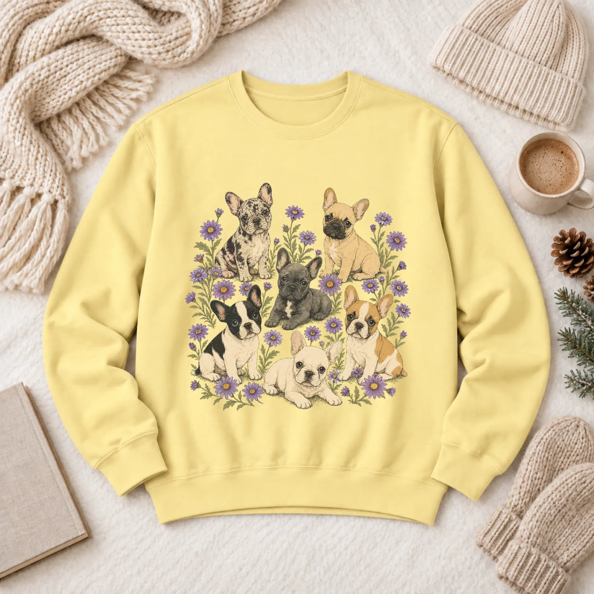 Frenchie Puppies Butterflies Unisex Sweatshirt Butter