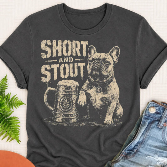 Frenchie Short Stout Silhouette Unisex TShirt Pepper
