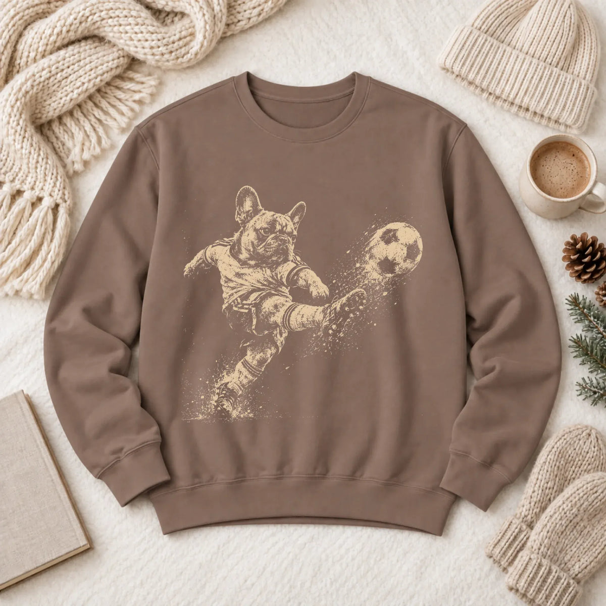 Frenchie Soccer Ball Unisex Sweatshirt Espresso