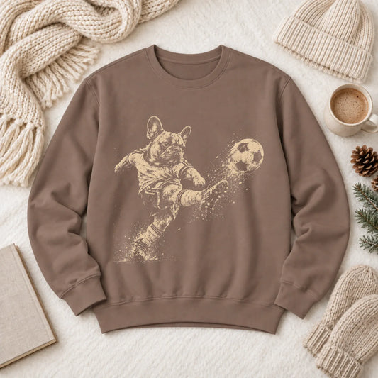 Frenchie Soccer Ball Unisex Sweatshirt Espresso