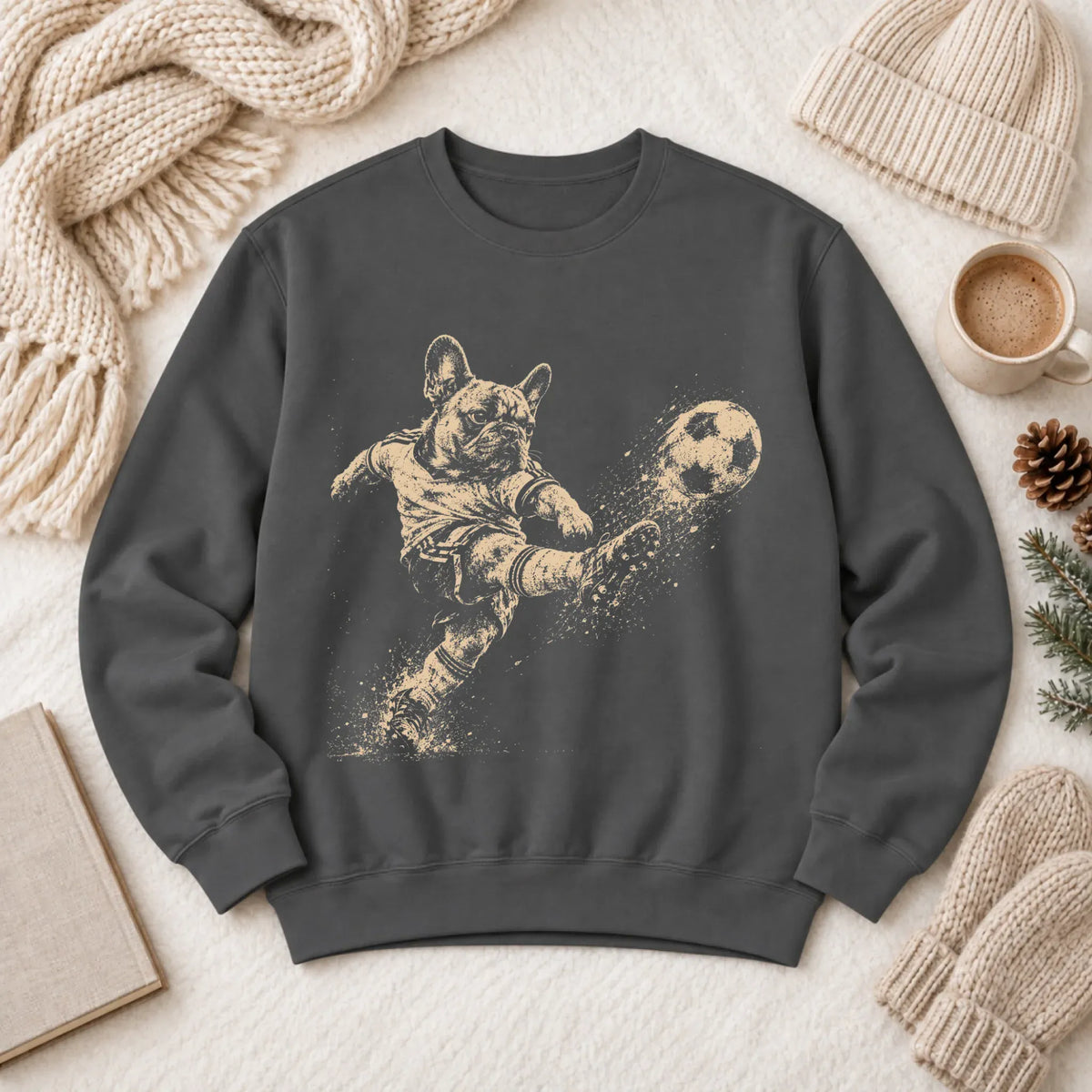 Frenchie Soccer Ball Unisex Sweatshirt Pepper