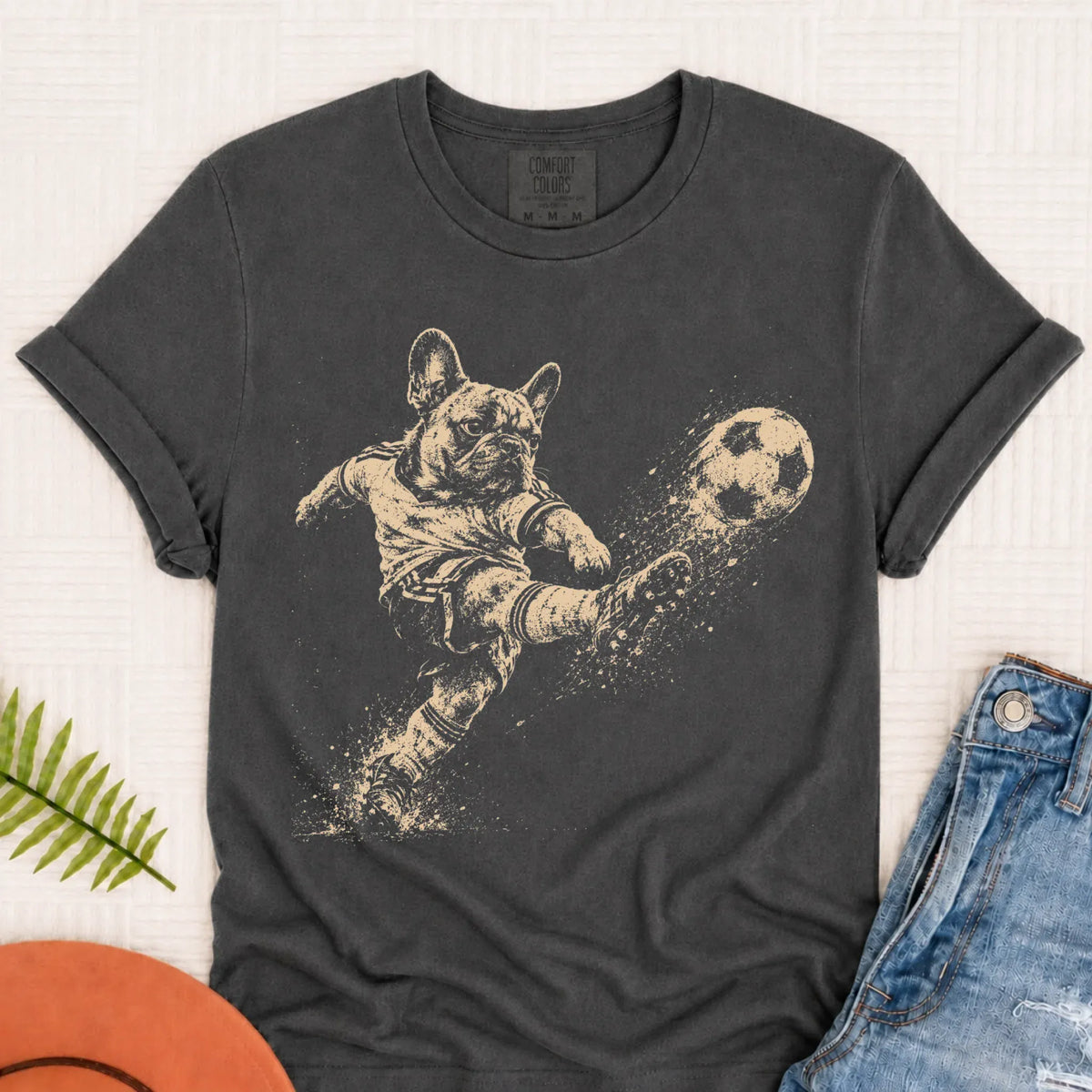 Frenchie Soccer Ball Unisex Tshirt Pepper