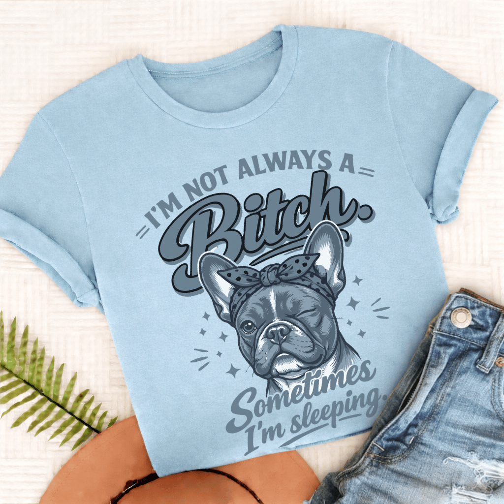 Frenchie Sometimes Sleeping Unisex TShirt Comfort Colors Chambray