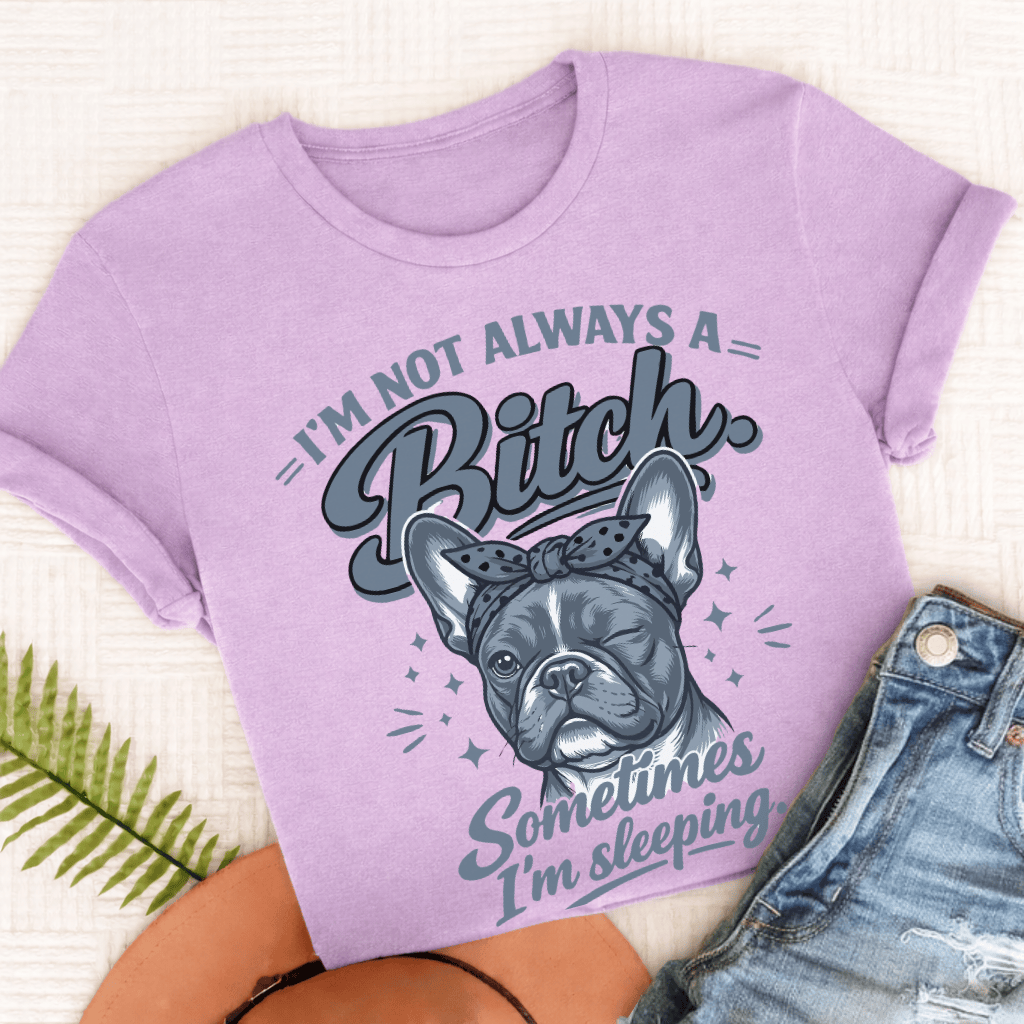 Frenchie Sometimes Sleeping Unisex TShirt Comfort Colors Orchid