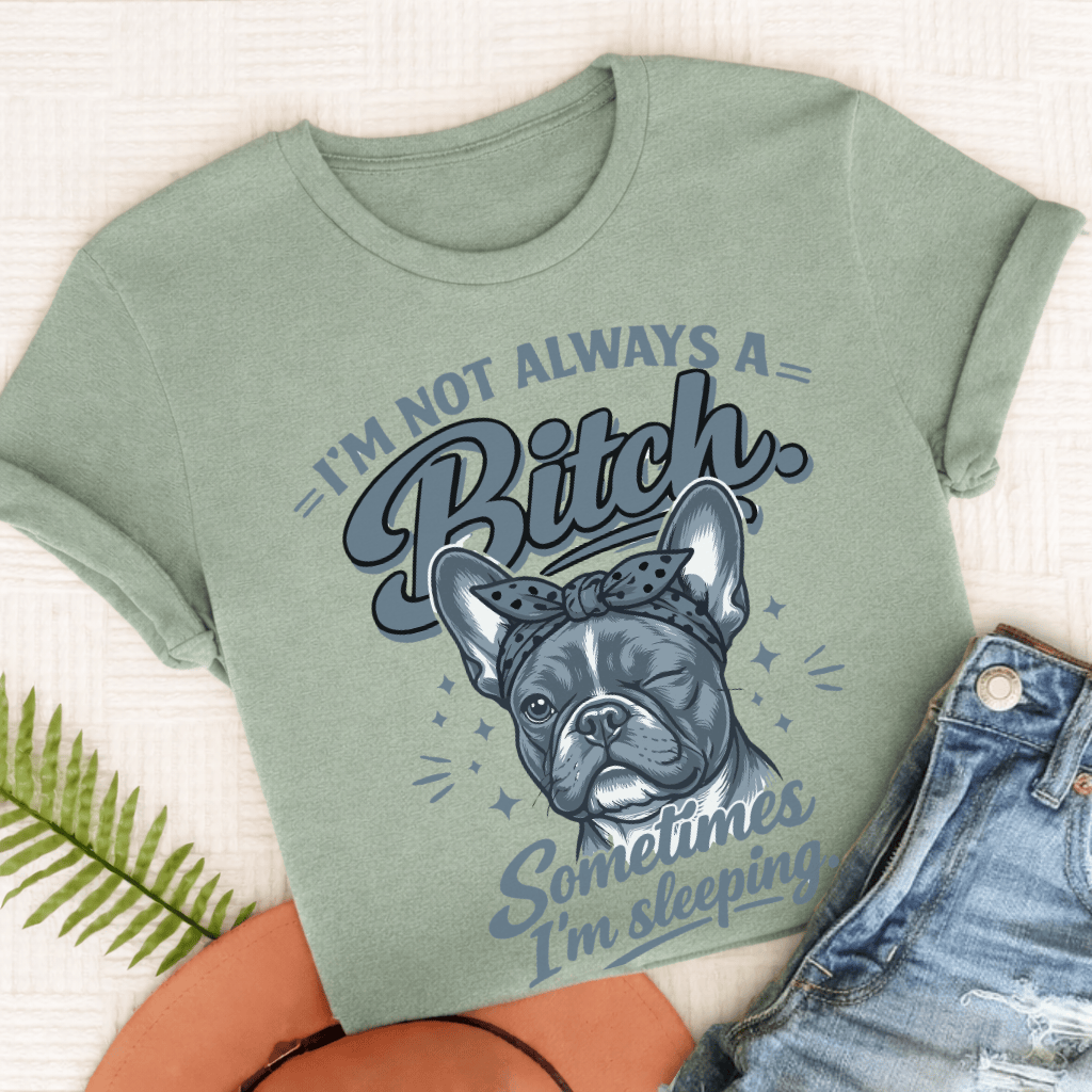 Frenchie Sometimes Sleeping Unisex TShirt Comfort Colors Bay