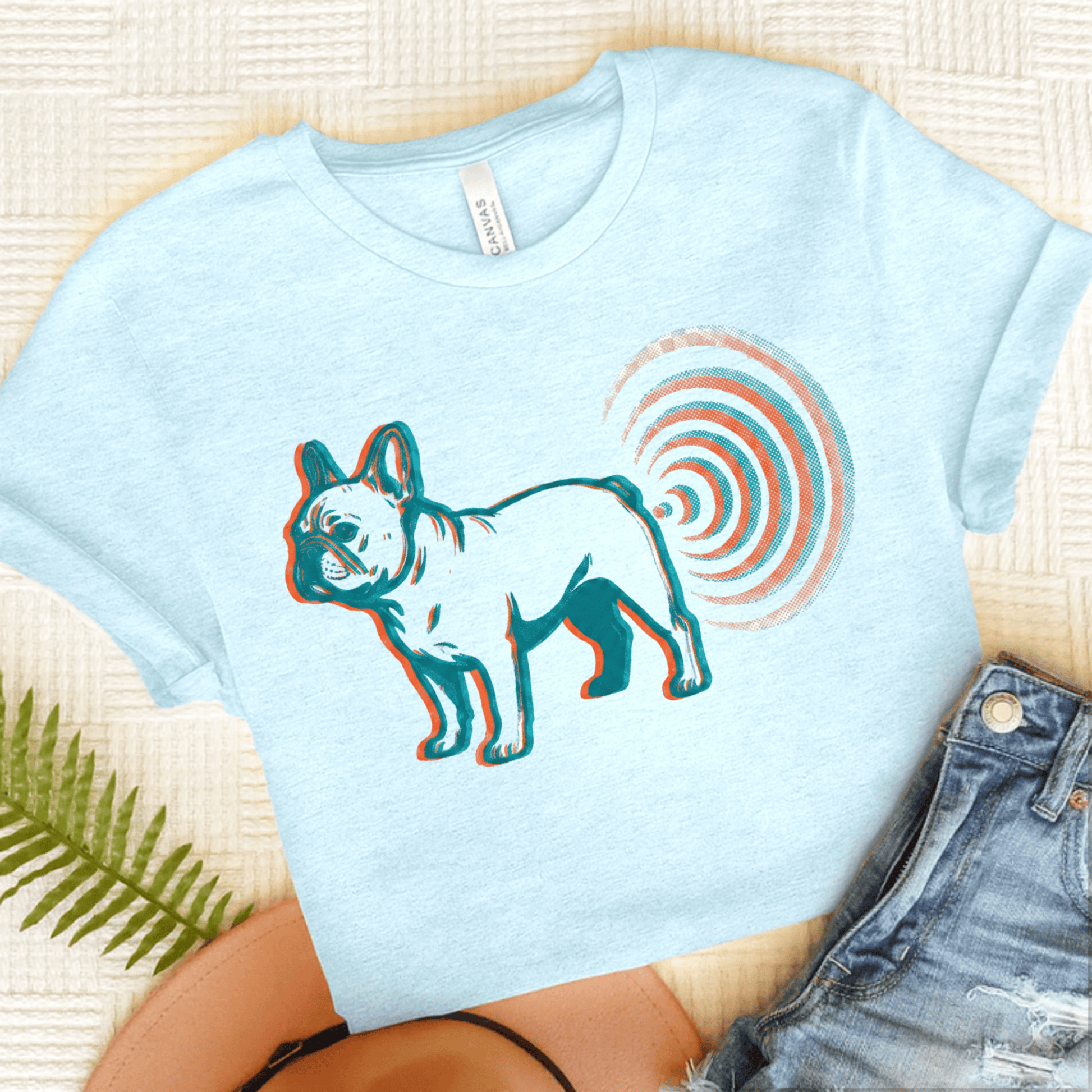 Frenchie Sonar Gassy Funny Unisex TShirt Heather Ice Blue