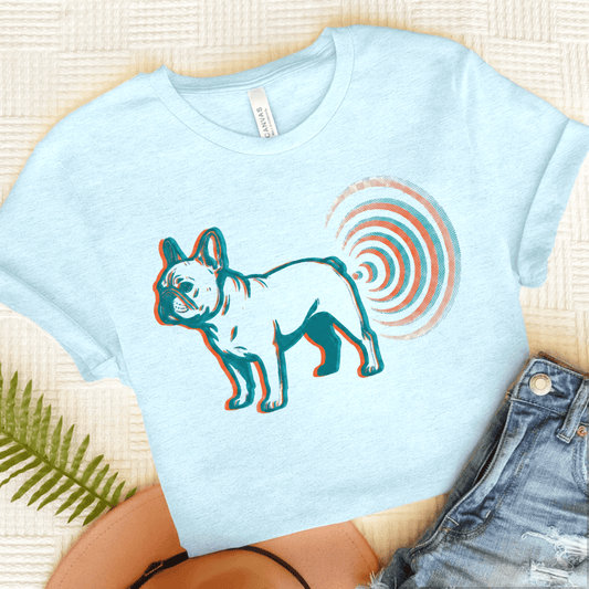 Frenchie Sonar Gassy Funny Unisex TShirt Heather Ice Blue