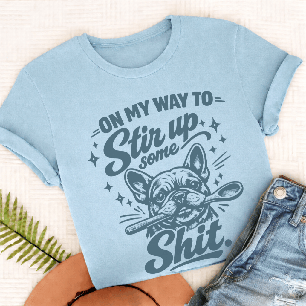 Frenchie Stir Up Unisex TShirt Comfort Colors Chambray