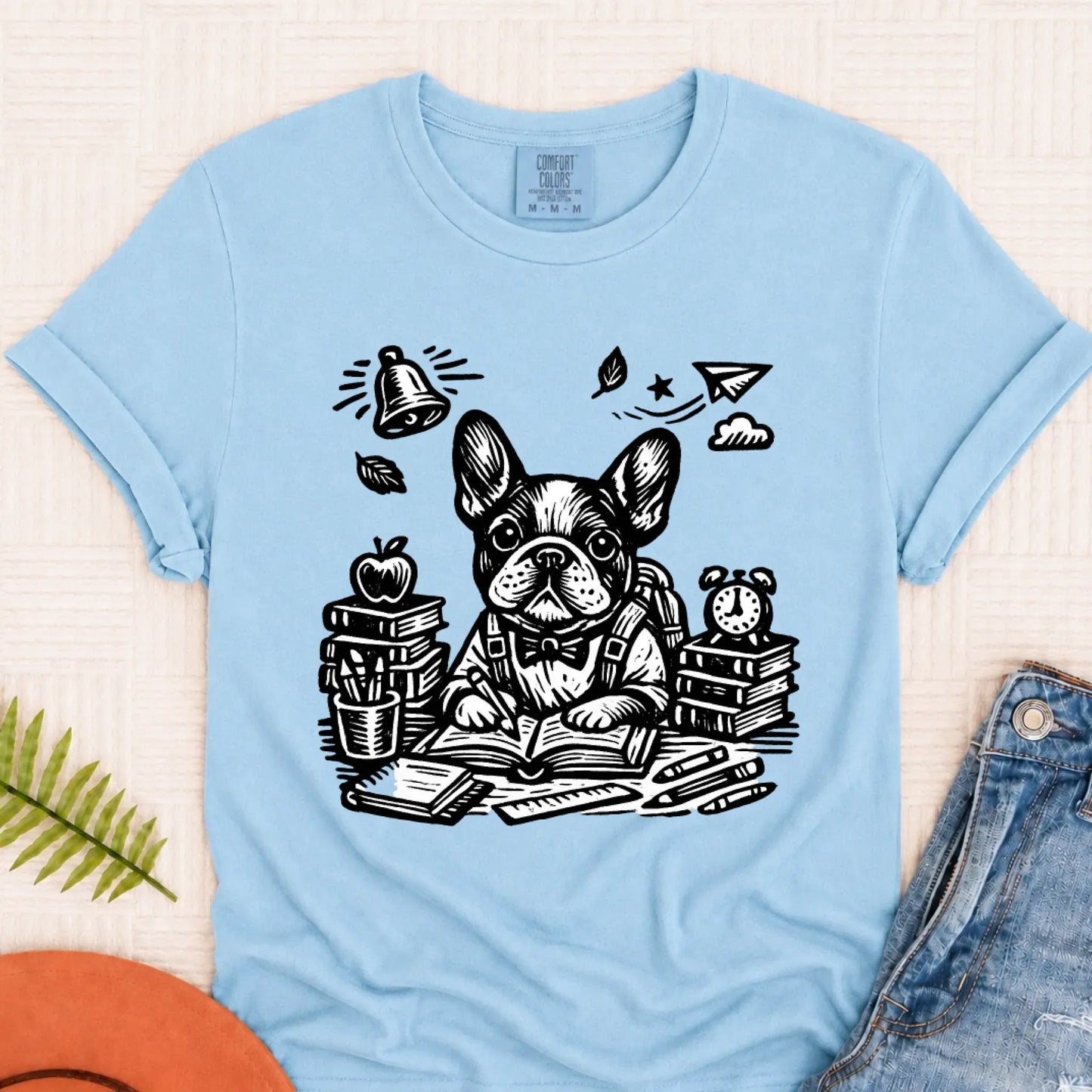 Frenchie Teacher School Day Unisex TShirt Chambray