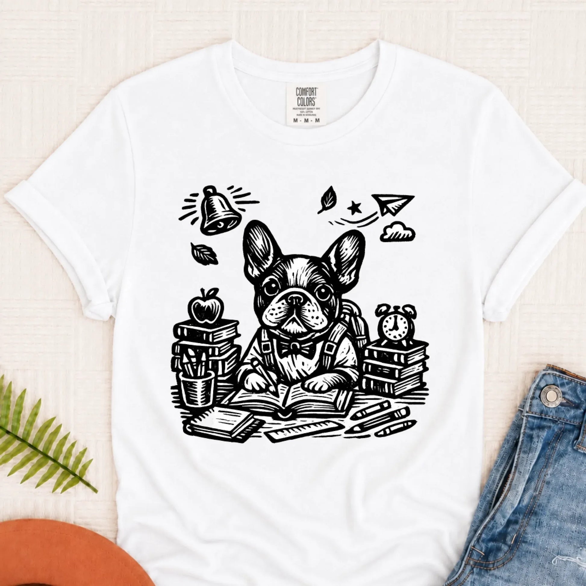 Frenchie Teacher School Day Unisex TShirt White