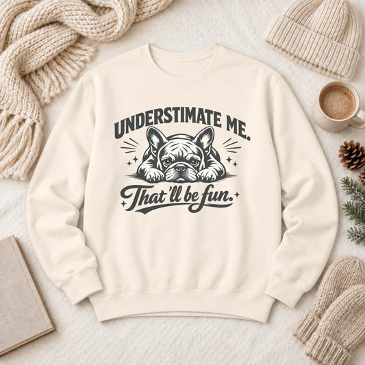 Frenchie Underestimate Me Snark Unisex Sweatshirt Ivory