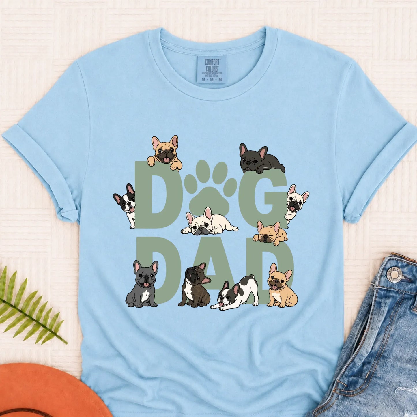 Frenchies Dog Dad Unisex TShirt Chambray