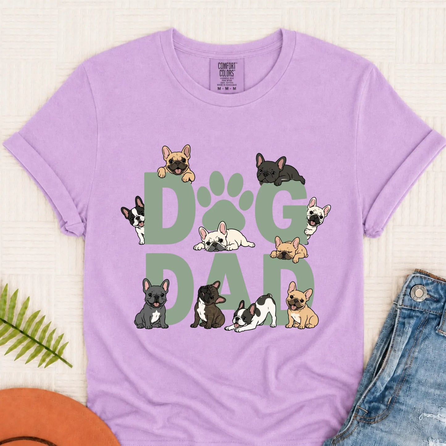 Frenchies Dog Dad Unisex TShirt Orchid
