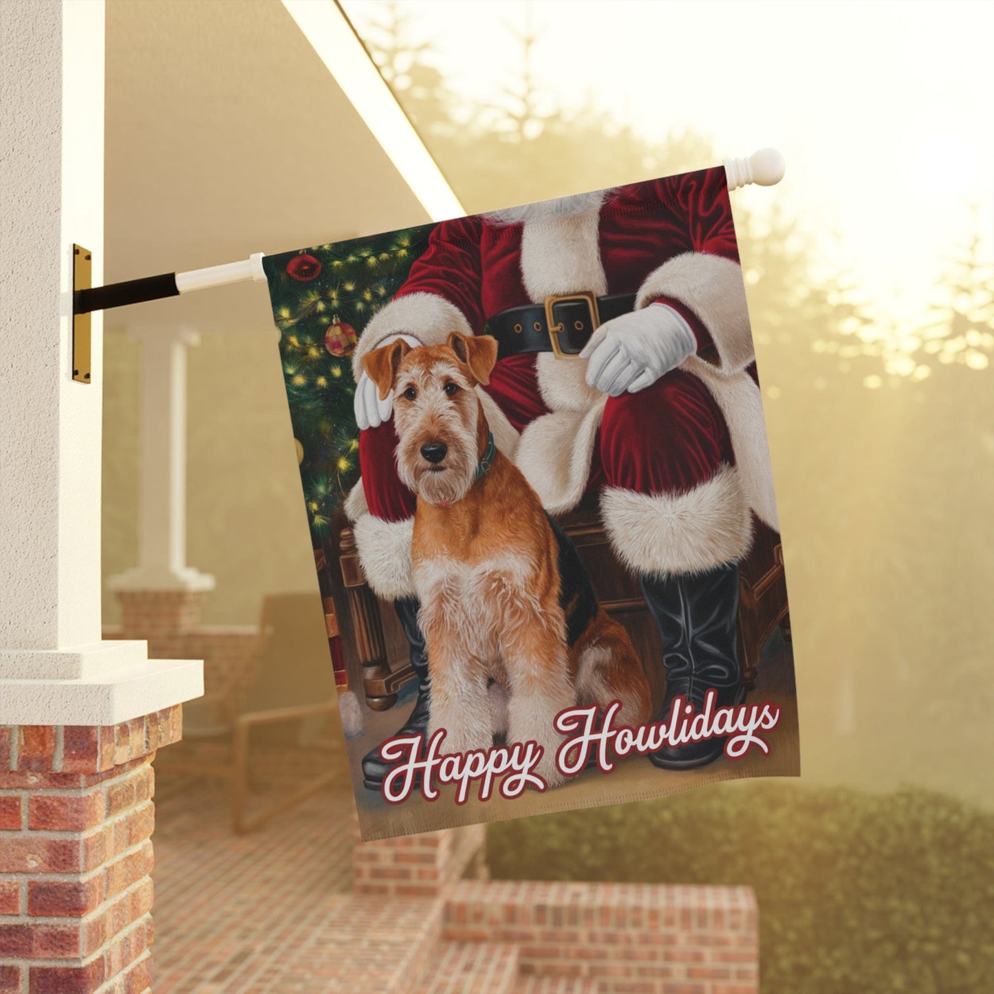 Printify Home Decor Funny Airedale Terrier Christmas Garden Flag, Holiday Santa Clause Yard Decor, Front Yard Outdoor Winter Decoration, Housewarming Gift