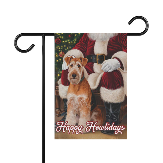 Printify Home Decor 12'' × 18'' Funny Airedale Terrier Christmas Garden Flag, Holiday Santa Clause Yard Decor, Front Yard Outdoor Winter Decoration, Housewarming Gift
