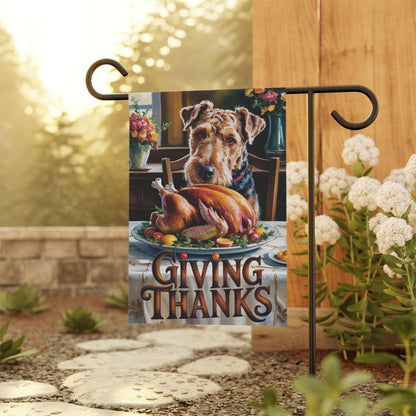 Printify Home Decor Funny Airedale Terrier Garden Flag, Thanksgiving Dog Yard Decor, Front Yard Dog Sign, Outdoor Fall Decoration, Housewarming New Home Gift