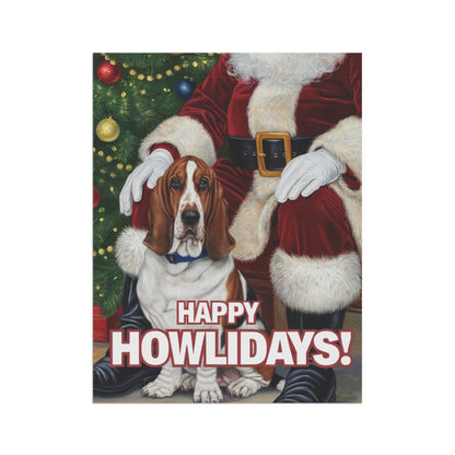 Printify Home Decor Funny Basset Hound Christmas Garden Flag, Holiday Santa Clause Holiday Decor