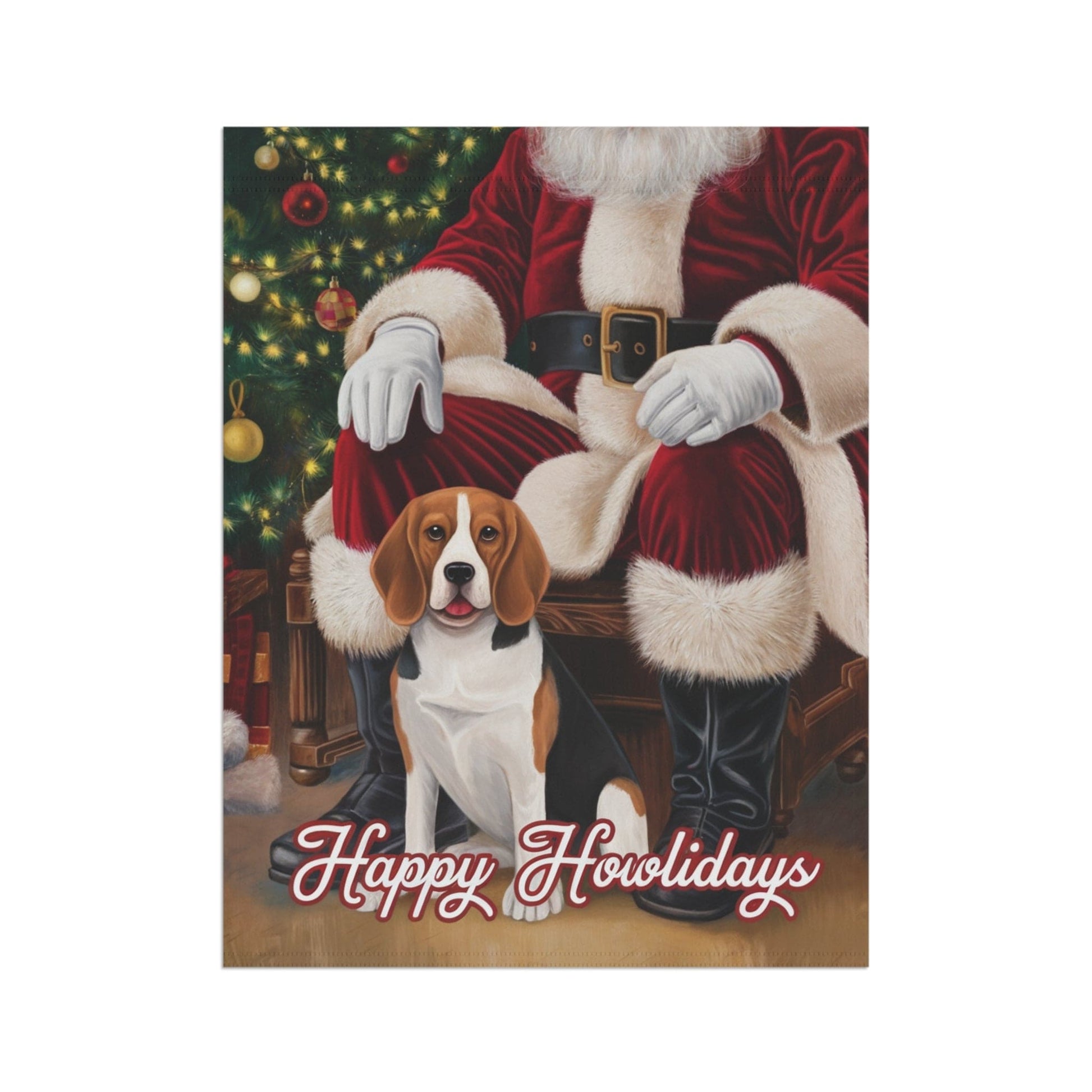 Printify Home Decor Funny Beagle Dog Christmas Garden Flag, Holiday Santa Clause Yard Decor