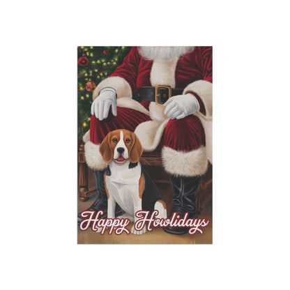 Printify Home Decor Funny Beagle Dog Christmas Garden Flag, Holiday Santa Clause Yard Decor