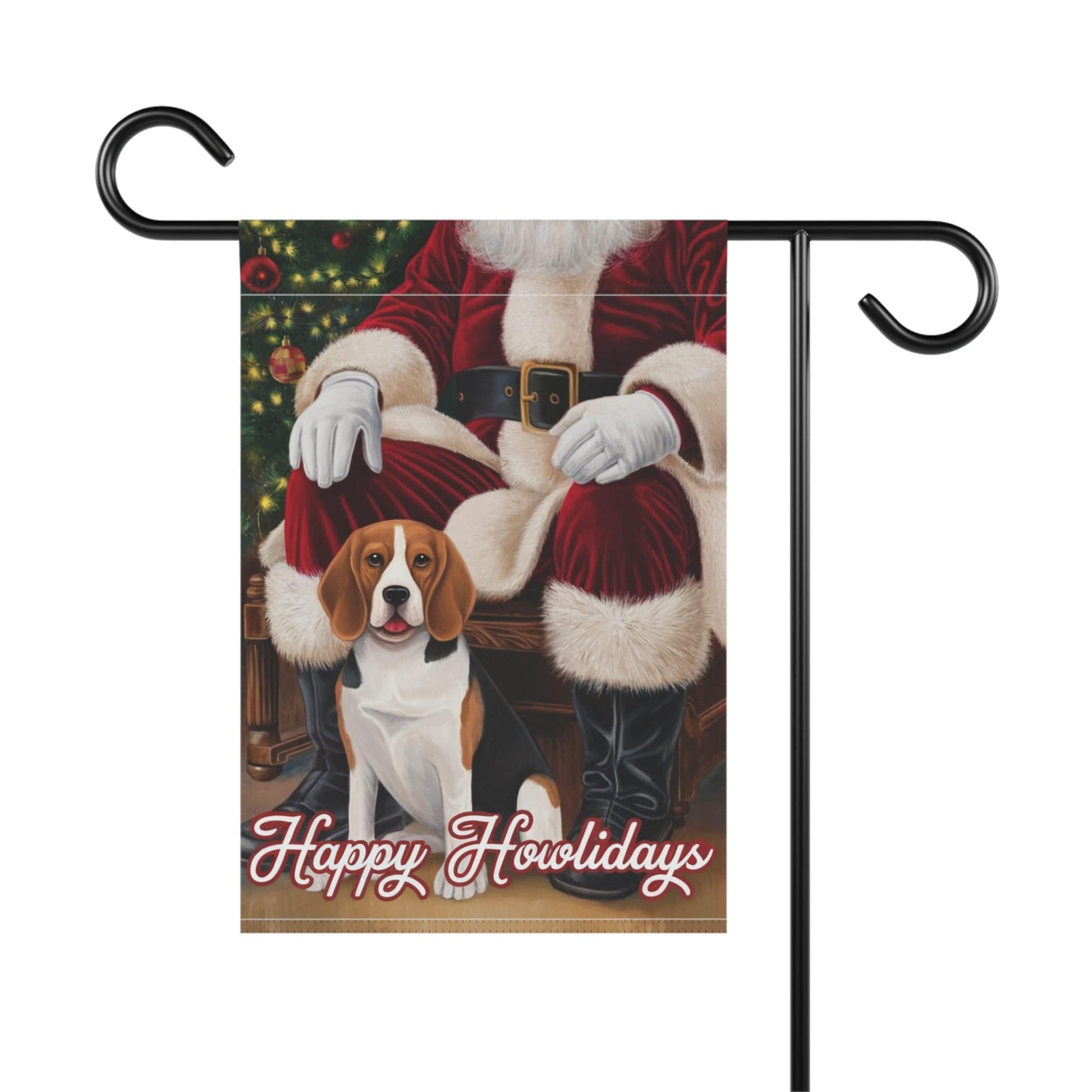 Printify Home Decor Funny Beagle Dog Christmas Garden Flag, Holiday Santa Clause Yard Decor