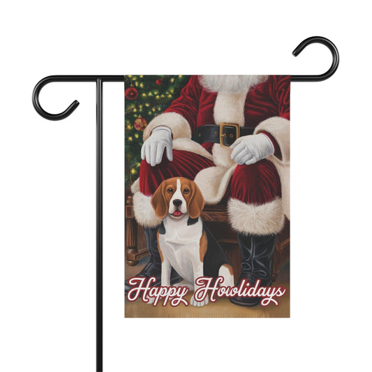 Printify Home Decor 12'' × 18'' Funny Beagle Dog Christmas Garden Flag, Holiday Santa Clause Yard Decor