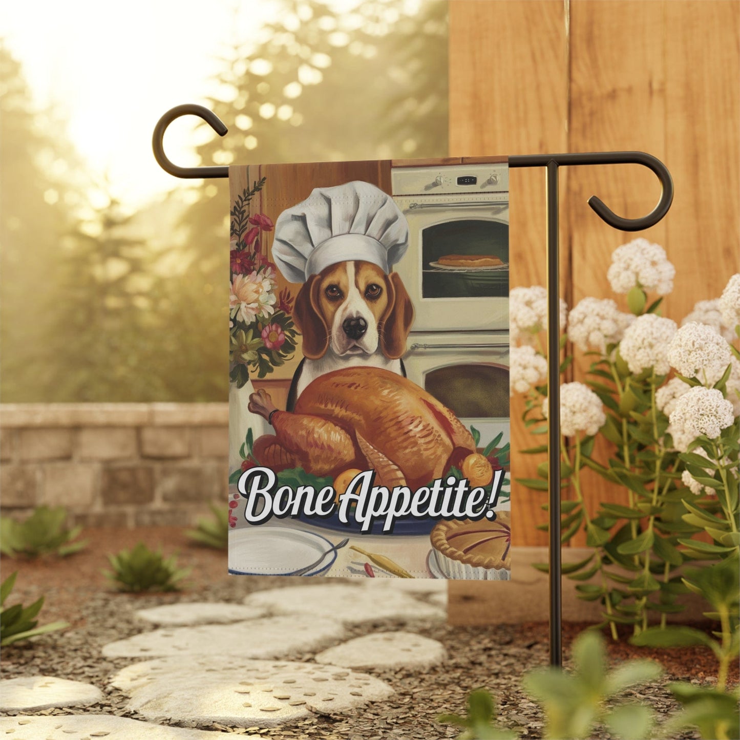 Printify Home Decor Funny Beagle Dog Garden Flag, Thanksgiving Dog Yard Decor, Front Yard Dog Sign